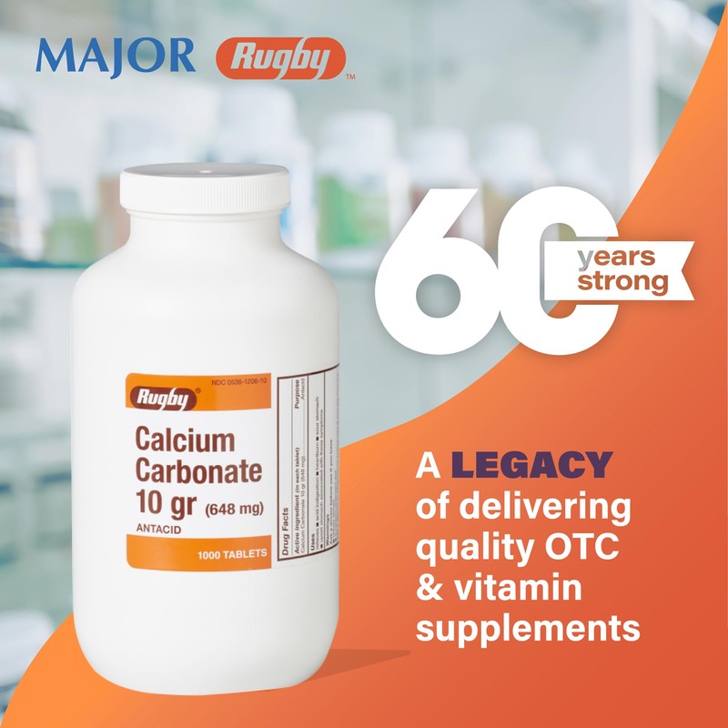 Rugby Calcium Carbonate 10 gr (648 mg) - Antacid -