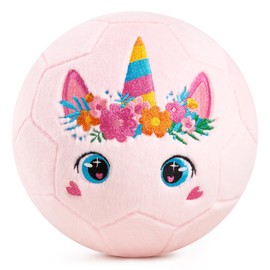 U&C Planet Soft Plush Size 3 Football for Kids 1-6 Years – Unicorn Design with Hand Pump, Quiet Toddler Football Toy, Fluffy Plush, for Boys & Girls