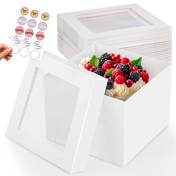 RICCLE RICCLE 15pcs Cake Boxes, 10x10x8 Inches Tall Cake Box