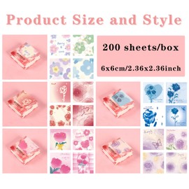 1000pcs Vintage Rose Boxed Note Pads Vintage Journaling Supplies Aesthetic Decorative Stationery Paper Creative DIY Notebook Material Paper for Writing Album Drawing Travel Journal