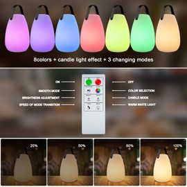 FUYO FUYO 2 x LED Outdoor Lampe Tragbare Kabellos Tischlampe Dimmbare LED Akku Tischleuchte mit Mehrfarbiges Wiederaufladbare Gartenlampe perfekt fr Au?en BBQ Garten Bar Terrasse (Glatt)