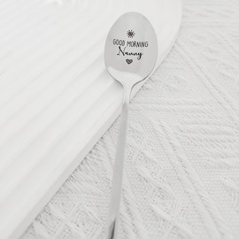Nanay Grandmother Gifts from Granddaughter Grandson Good Morning Nanay Spoons for Grandma Granny Nanay Coffee Tea Lovers Gift Spoons for Nana Gigi Mimi Christmas Birthday Gifts