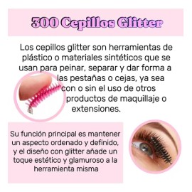 300 Cepillo Desechables Glitter Para Extensión Pestañas.