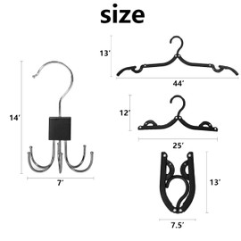 ICEICE 2 Underwear Hangers + 10 Foldable Clothes Hangers for Bras, Pants, Towels – Space-Saving Non-Slip Set for Travel, Closet Organizer, Wardrobe Storage, Laundry, Dorm, RV (Black)