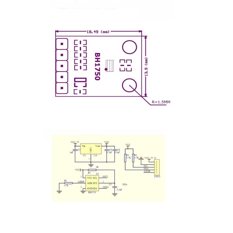 3Pcs BH1750 BH1750FVI Light Intensity Illumination Module Digital Optical Intensity