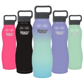 Healthy Human Stainless Steel Curve Water Bottle | 100% BPA Free Thermos for Kids & Adults | Vacuum Insulated Water Bottles | Metal Bottles with Leak Proof Lid (21 oz/ 621 ML, Sunset)