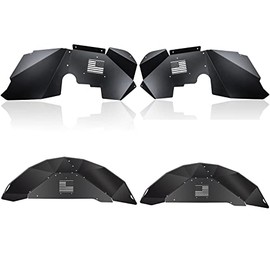 SMALLFATW Front and Rear Aluminum Inner Fender Liner Set Compatible with 2007-2018 Jeep Wrangler JK JKU, US Flag Pattern, Great Fitting&Easy to Install, Jeep JK Accessories, Black 4PCS