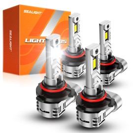 SEALIGHT 9005 9006 Bulbs, 60000LM 8X Brightness 9005 9006 Fog Lights, 6500K Cool White Bulbs with 15000RPM Fan, Plug and Play, IP68 Waterproof, Pack of 4