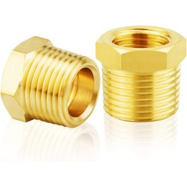 TAILONZ PNEUMATIC Brass Threaded Pipe Fitting 1/4 Inch BSP Male x 3/8 Inch BSP Female Hex Bushing Adapter （5Pcs）