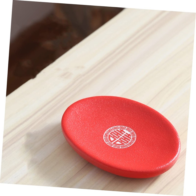 WOONEKY Ceramic Soap Dish with Lid Artistic Red Soap Holder