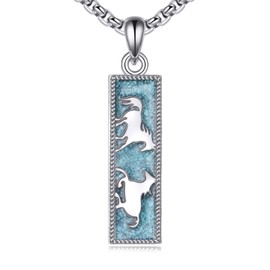 HBLICY Horse Necklace 925 Sterling Silver Gravel Turquoise Jewelry Gifts for Women Men Horse Lover