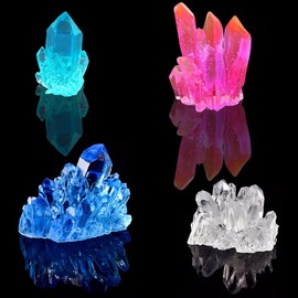 4 piezas de moldes de resina de cristal de cuarzo, moldes de silicona de racimo de cristal AFUNTA, moldes de fundición de epoxi de grava para hacer joyas, manualidades, llavero