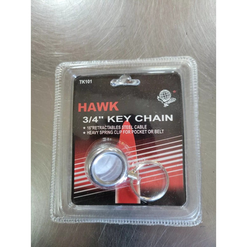 Cal Hawk Hawk Stainless Steel 3/4" Retractable Key Chain