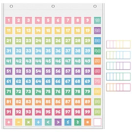 Hundred Pocket Chart, Hundreds Chart with 139 Number Cards Counting Pocket Chart Number Chart 1-100 for Kids for Wall Classroom Counting Organizer for Teacher Kids Classroom Home(White)