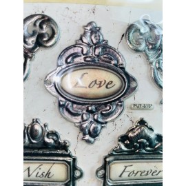 Crafter's Square Crafters Square Love Theme Labels Roses Borders Scroll Puffy Stickers New 8pcs!