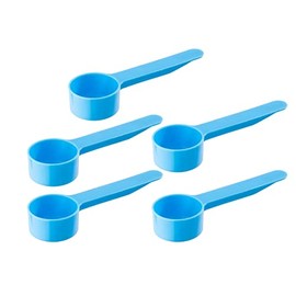 5 mL Plastic Measuring Packaging Scoop (= 5 cc/ = 1 teaspoon/ = 0.17 fl oz), Short Handle - to Measure and Dispense Spices, Granules, Powders, for Seeds Packing (5)
