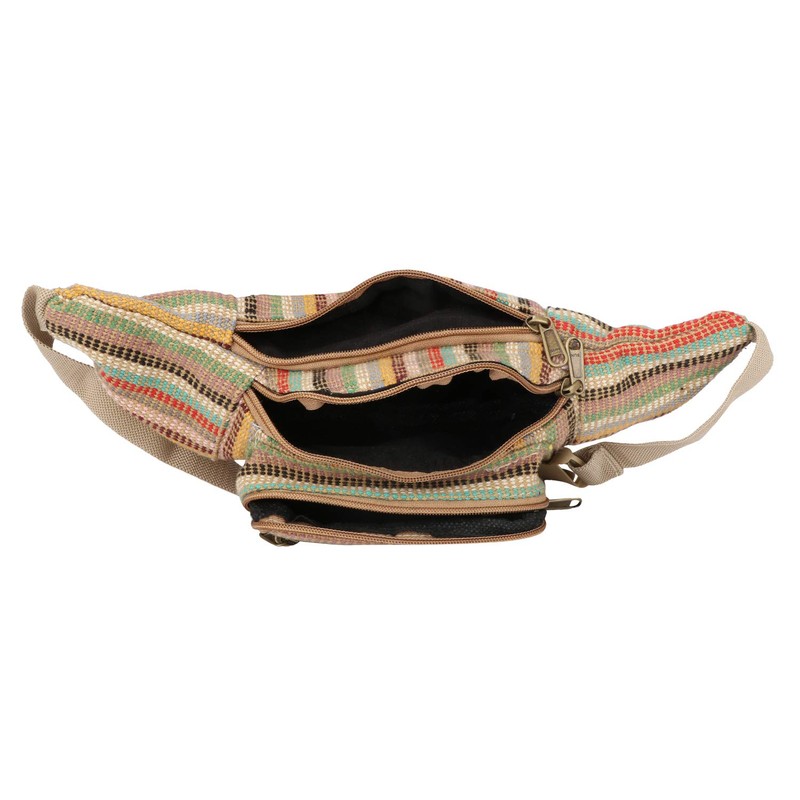 Hemp Fanny Pack,Adjustable Waist and Multiple Pockets,Waist Bag & for