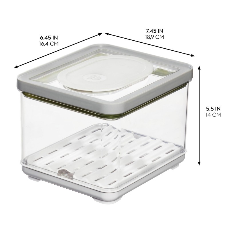 iDesign Small Fridge Produce Bin with Removable Drainage Tray and