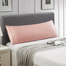 Ersmak Satin Body Pillow Cover, 20x54 Inches Champagne Ultra Soft Satin Body Pillow Case for Hair and Skin, Silky Slip Cooling Long Side Satin Body Pillow Pillowcase with Envelope Closure