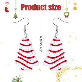 Christmas Tree Dangle Earrings, 2.48 Inch Christmas Tree Drop Earrings Lightweight Christmas Jewelry Red Holiday Funny Xmas Tree Shape Jewelry for Women Gift
