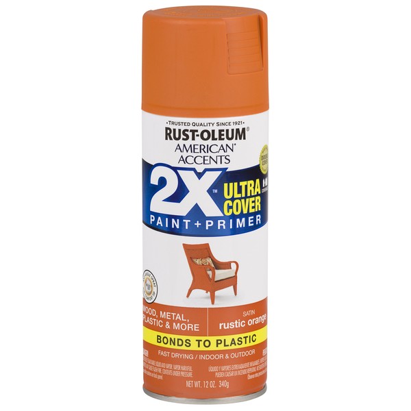 Rust-Oleum 327927 American Accents Spray Paint, 12 Ounce, Satin Rustic Orange, 12 Ounce