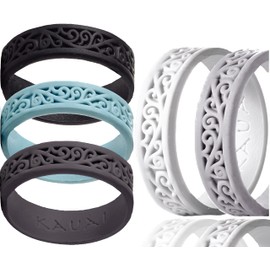 KAUAI Silicone Rings for Women – Soft and Pretty. Comfortable, Breathable, Stackable Rings. Lightweight Rubber Womens Engagement Ring & Wedding Band. Women’s thin Unisex Bands