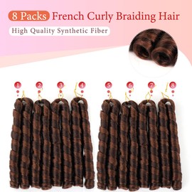 GetGal french curl braiding hair 22 inch 8 Packs Natural black Yaki Curly Pre stretched french curly braiding hair French curls Synthetic Hair for goddess braids p33/30