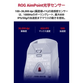 ASUS Gaming Mouse Wireless ROG Gladius III Wireless AimPoint (36,000 dpi / Tri-Mode Connection/Replaceable Switch/119 Hours of Continuous Power) / Lightweight 2.8 oz (79 g) / PBT Button / Mouse Grip