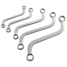 C Type S Shape Bent Bend Shaped Bi Hex Ring Spanner Tool Ring Spanner Ratchet Wrench Chrome Vanadium Steel Wrench Light and Portable