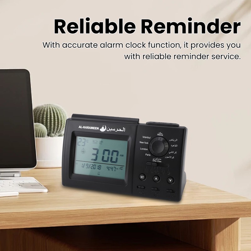 Azan Clock Islamic Muslim Prayer Table Alarm Clock Black USB