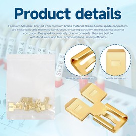 30pcs Double Piggyback Spade Connector Quick Disconnect Electrical 2 Way Wire Terminals Adapter Non Insulated Male Single Female Tab Slip Brass Automotive Double Spade Connector 1/4" Tab (30)