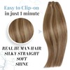 RUNATURE Real Hair Clip-In Extensions, Dark Blonde with Golden Blonde