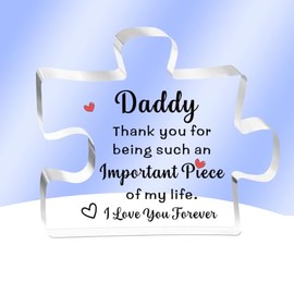 AMZQ Daddy Gifts- Delicate Daddy Birthday Gifts from Daughter Son - Fathers Day Thanksgiving Christmas Birthday Gifts for Daddy, Daddy Acrylic Block Puzzle Piece Decorations Ideas