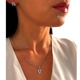 ONDEGO® Set Zikonia SILBER Strass Schmuck Kette Schmuckset Hochzeit Collier Halskette Brautschmuck Kommunion Ball Abiball