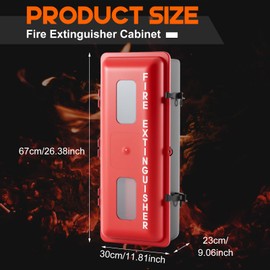 DoubleFill 1 Pcs 10 lb Fire Extinguisher Cabinet Box with Internal Rope Fastening and External Latch Sturdy Plastic Holder Case Vandal-Resistant Weatherproof Protect Indoor Outdoor (26 x 12 x 9 in)