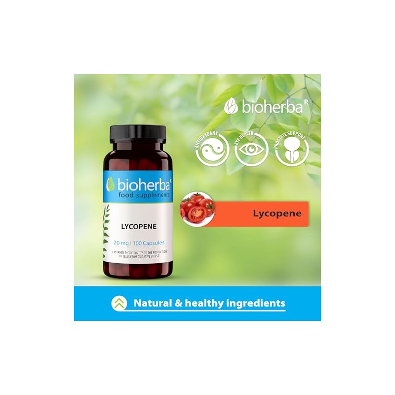 BIOHERBA LYCOPENE 20 mg 200 Capsules - High-Strength Antioxidant Supplement