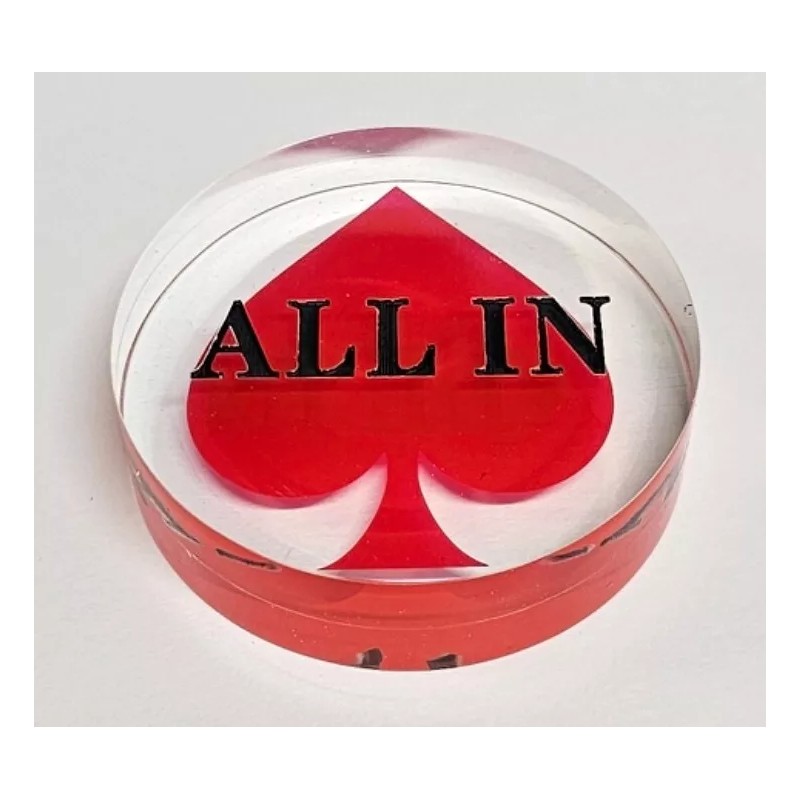 All In Acrylic 3" Diameter Acrylic Poker All In Button
