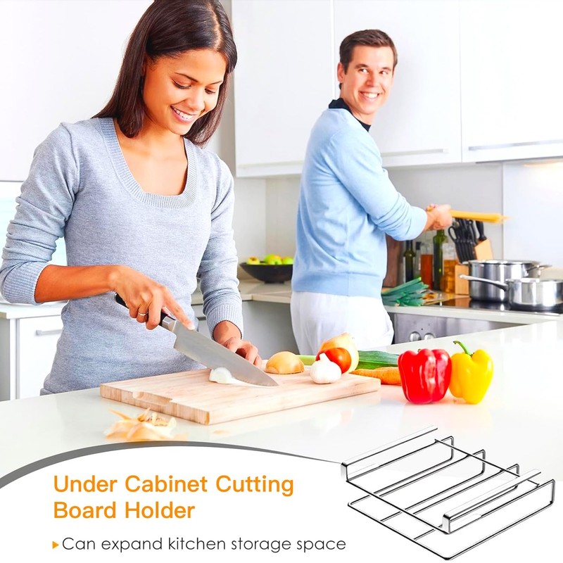 Under Cabinet Cutting Board Holder, Cabinet Shelf Organizer,Cutting Board Organizer