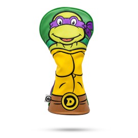 Pins & Aces TMNT Driver Head Cover - Premium, Hand-Made Leather Headcover - Teenage Mutant Ninja Turtle Heads, Tour Quality Golf Club Cover - Style and Customize You Golf Bag (Donatello)
