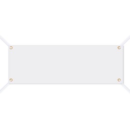 Yymobt Large Blank Banners Sign 2 x 6 Feet Polyester Oxford Cloth White Sublimation Banner to Decorate with Hanging Rope for Outdoor Indoor Wall DIY Painting Writing Business Office Party Decorations