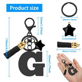 Cute Letter Keychain Keyring Alphabet Initial Letter Keychain for Women A-Z Alphabet Keyring Stainless Steel Letter Pendant with Cute Star Tassel Keyring for Purse Handbags Birthday Gift for Women(G）
