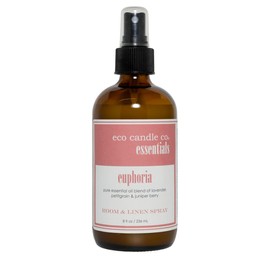 Eco Candle Co. Essentials Room & Linen Spray, Euphoria, 8 fl. oz. - Scents of Lavender, Petitgrain, & Juniper - Recycled Amber Glass Bottle, No Propellents, Pure Essential Oil Blends, Pump