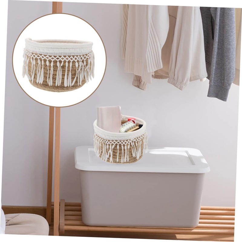 Alipis 1pc Multi-functional Cotton Thread Storage Basket Bohemian Style Organizer
