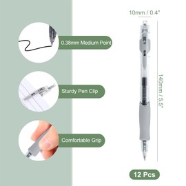 M&G Gel Pen Medium Point 0.38mm, 12 Pack Quick Dry Smooth Retractable Black Gel Ink Rollerball Pen for Home Office Writing Note Taking Journaling Business, Style 3