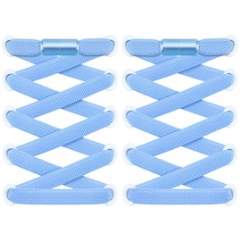 RJ-Sport 2 Pairs of Flat Shoelaces without Tying - Elastic Shoelaces with Quick Release - Quick Lacing System for Unique Comfort and Strong Hold - with Metal Capsules, lightblue