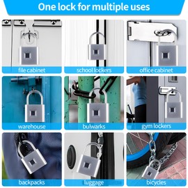 KENRONE Fingerprint Padlock with Emergency Key, IP66 Waterproof and Rustproof, Outdoor Indoor Universal Smart Lock for Warehouses, Gym, Schools, Homes, Office Cabinets(Sliver-Plus)