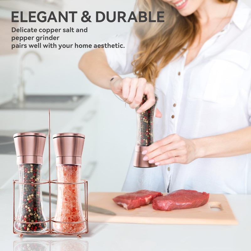 bonris Copper Stainless Steel Salt and Pepper Grinder Set Manual