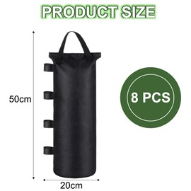 Pack of 8 Gazebo Sandbags, 51 x 21 cm Weights for Gazebo, 800D Oxford Sandbags for Filling, 12 kg Double Stitched Sand Bag, Sandbag Weight for Tent/Party Tent/Garden/Feet/Parasol