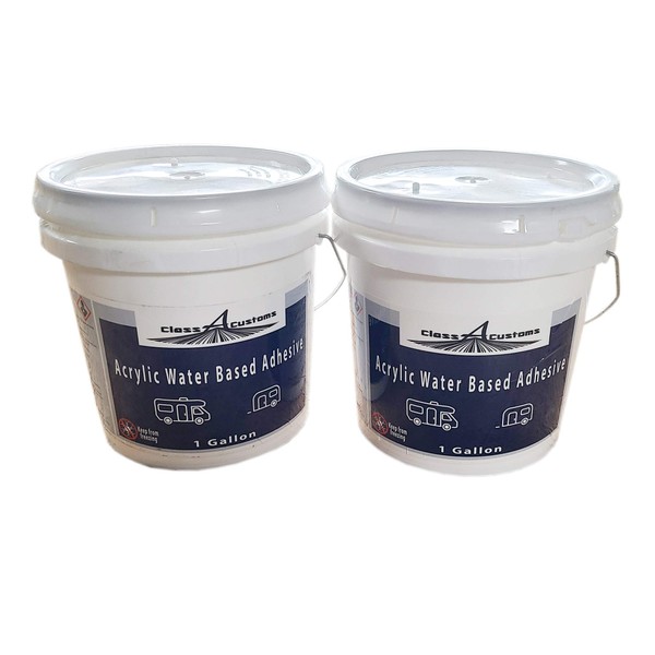 Class A Customs | 2 Gallons of Acrylic Water Based Adhesive Glue for RV Roof Roofing RVs Campers Trailers | CAC-AWBA-2GAL | Works on Dicor TPO EPDM and PVC | CAC-AWBA-2GAL