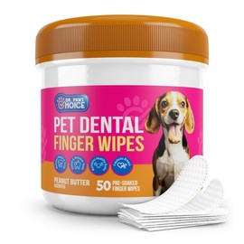 Dr. Paws Choice: Pet Care Finger Wipes for Dental, Ear, and Eye Hygiene. - Finger Wipes: Dental Wipes (Peanut Butter Scented)